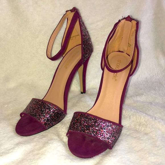 Shoe Dazzle Shoes - Super Cute Purple Open-Toed Ankle Strap ShoeDazzle Heels Size 7